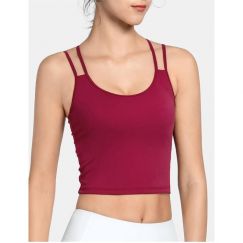 4Pcs Womens Solid Color Wirefree Padded Strappy Back Sports Bra TopTank Bra