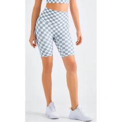 3Pcs Women Checkerboard Workout Legging High Waist Butt Lift Yoga Bike Shorts 